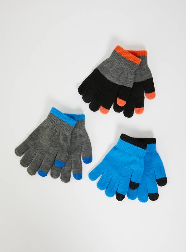 Touch Screen Fingertip Gloves 3 Pack - One Size